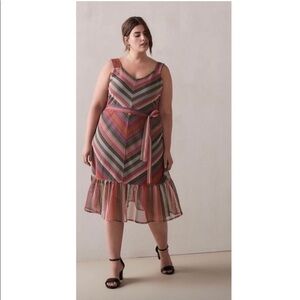 Rachel Roy Finn Multicolor Chevron Midi Dress 1X